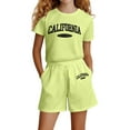 thumbnail image 1 of Hienoo Girls Outfits California Print Cotton Short Sleeve T-Shirt Shorts Set, Sizes 4-14, 1 of 3