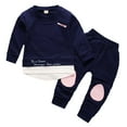 thumbnail image 1 of Hienoo Girls Outfits Cotton Crewneck Sweatshirt and Pants Two Piece Set for Kids, 1 of 2