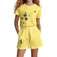 thumbnail image 1 of Hienoo Girls Outfits Dandelion Print Cotton Short Sleeve T-Shirt Shorts Set, Sizes 3-14, 1 of 3