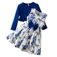 thumbnail image 1 of Hienoo Girls Outfits Flower Print Bow Tank Dress & Knit Long Sleeve Top, 1 of 8