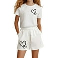 thumbnail image 1 of Hienoo Girls Outfits Heart Print Cotton Short Sleeve T-Shirt and Shorts Set, Sizes 3-10, 1 of 6