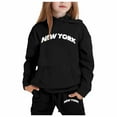 thumbnail image 1 of Hienoo Girls Outfits New York Printed Long Sleeve Hoodie and Pants Set, 1 of 3