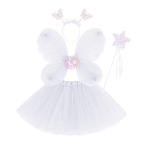 Hienoo Girls Outfits Party Dance Tutu Skirt Butterfly Wings Headband Wand 4Pcs Set