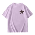 thumbnail image 1 of Hienoo Girls Oversized T-Shirt Star Print Short Sleeve T Shirt Loose Graphic Tee, Purple, 1 of 5