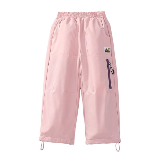 Hienoo Girls Performance Snow Pants Lined Zip Pocket Pants Elastic Waist Trousers