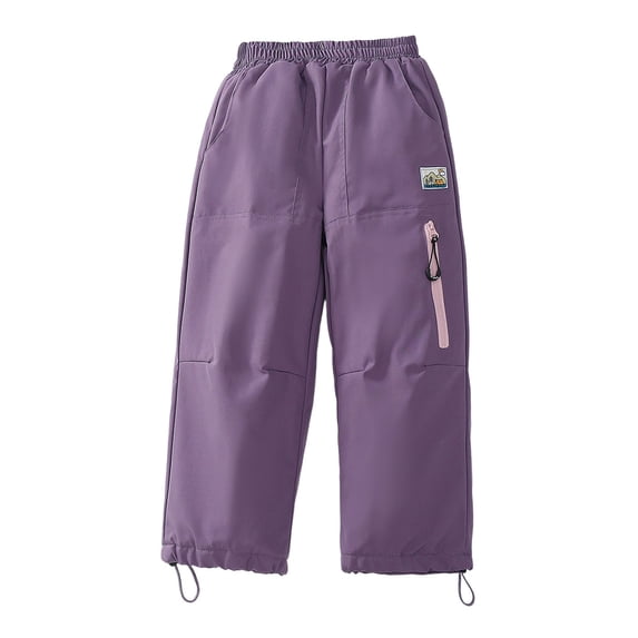 Hienoo Girls Performance Snow Pants Lined Zip Pocket Pants Elastic Waist Trousers