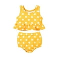 thumbnail image 1 of Hienoo Girls Polka Dot Tankini Swimsuit Ruffles Swimwear Bathing Suit, 2-Piece, Sizes 6-12M, 1 of 6