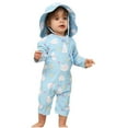 thumbnail image 1 of Hienoo Girls Rash Guard One-Piece Swimsuit Long Sleeve Sunsuit with Matching Sun Hat, Sizes 6-7, 1 of 8