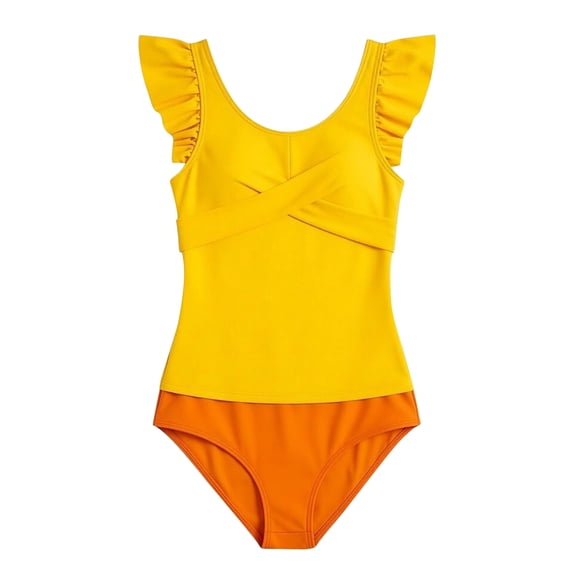 Hienoo Girls Ruffle Ruched Tankini Swimsuit UPF 50+ Bathing Suit, 2-Piece, Sizes 7-16