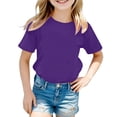 thumbnail image 1 of Hienoo Girls Solid Short Sleeve T Shirt Casual Crew Neck T-Shirt Unisex Tee, Sizes 1-13, 1 of 3