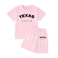 thumbnail image 1 of Hienoo Girls Summer Outfits Letter Print Short Sleeve T Shirt and Shorts Set, Sizes 4-14, 1 of 3
