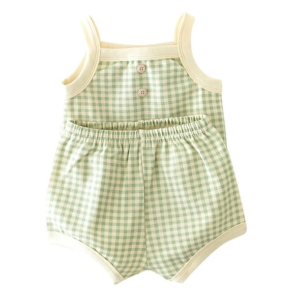 Hienoo Girls Summer Pajamas Lightweight Plaid Camisole Shorts Sleepwear Homewear