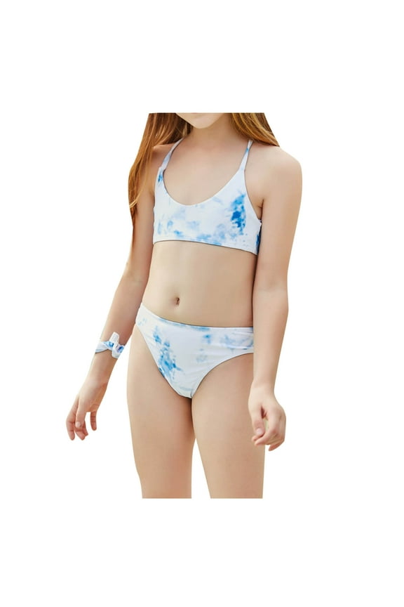Girls Swimsuit Tie Dye Bikini Sets Beach Vacation Bathing Suit,2-Piece