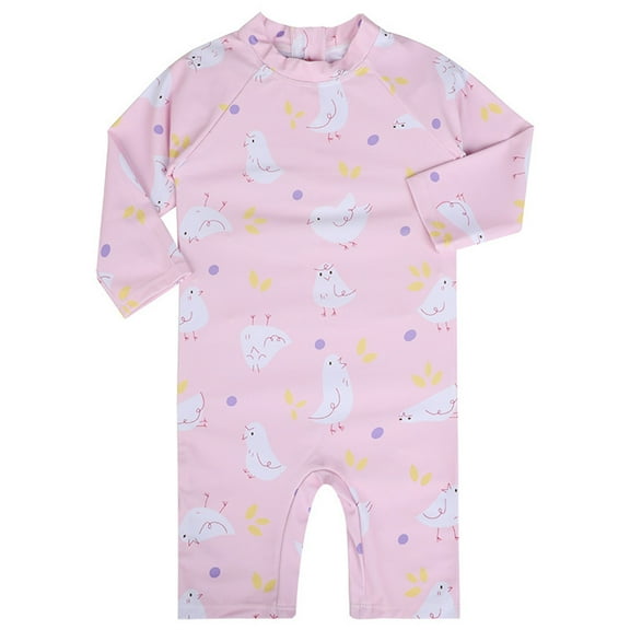 Hienoo Girls Swimwear Quick Dry Upf 50  Long Sleeve Sunsuit & Matching Sun Hat, Sizes 1-7