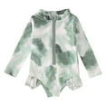thumbnail image 1 of Hienoo Girls Tie Dye One-Piece Swimsuit Long Sleeve Ruffles Zipper Bathing Suit, Sizes 12M-5T, 1 of 3