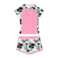 thumbnail image 1 of Hienoo Girls Two Piece Swimsuit Beach Tropical Short Sleeve Rash Guard Shorts, Sizes 7-14, 1 of 5