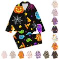 thumbnail image 1 of Hienoo Halloween Graphic Pajama Set For Girls Long Sleeve Buttons Shirts Pants Pajamas 3-14 Years, 1 of 5