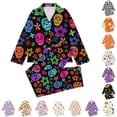 thumbnail image 1 of Hienoo Halloween Graphic Pajama Set For Girls Long Sleeve Buttons Shirts Pants Pajamas 3-14 Years, 1 of 5