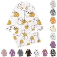 thumbnail image 1 of Hienoo Halloween Graphic Pajama Set For Girls Long Sleeve Buttons Shirts Pants Pajamas 3-14 Years, 1 of 5