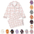 thumbnail image 1 of Hienoo Halloween Graphic Pajama Set For Girls Long Sleeve Buttons Shirts Pants Pajamas 3-14 Years, 1 of 5