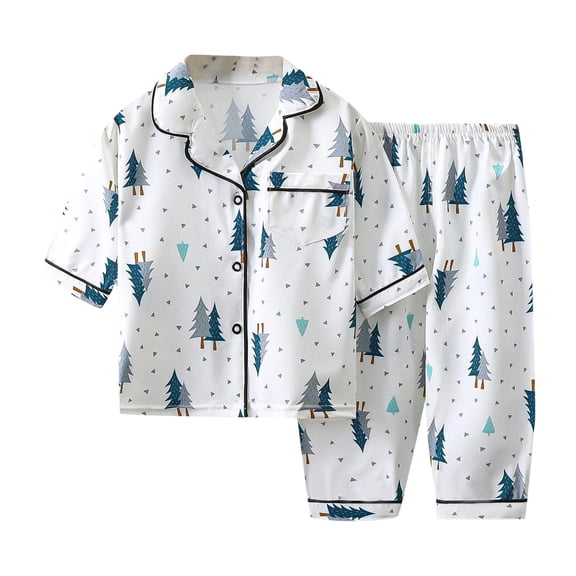 Hienoo Infant Boy's Pajama Sets Cartoon Print Long Sleeve Shirt Pants Homewear Sleepwear
