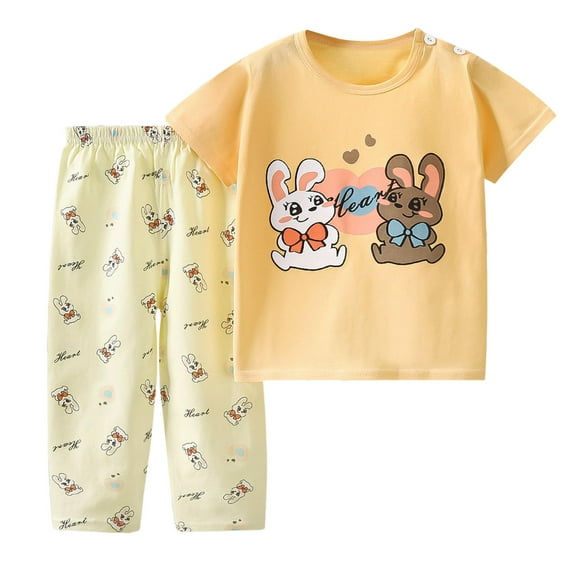 Hienoo Infant Boys Cotton Pajamas Cartoon Bunny Snug Fit Sleepwear Clothes, Sizes 6M-7Y