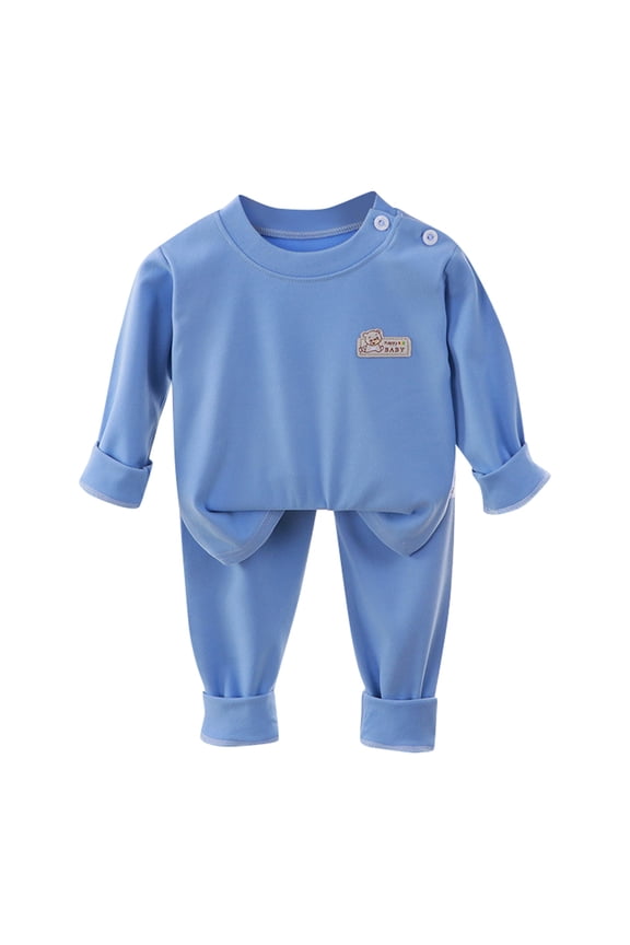 Infant Boys Fleece Warm Pajamas Kids Long Sleeve Top Pants Sleepwear Set, 2-Piece