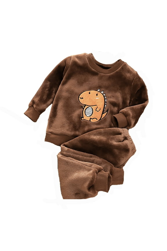 Infant Boys Fuzzy Fleece Pajamas Flannel Long Sleeve Top + Pants Sleepwear, Sizes 6M-6Y