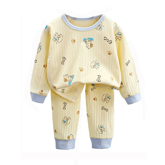 Hienoo Infant Boys Homewear Pajamas Cartoon Print Long Sleeve Tops Pants Sleepwear Pj's
