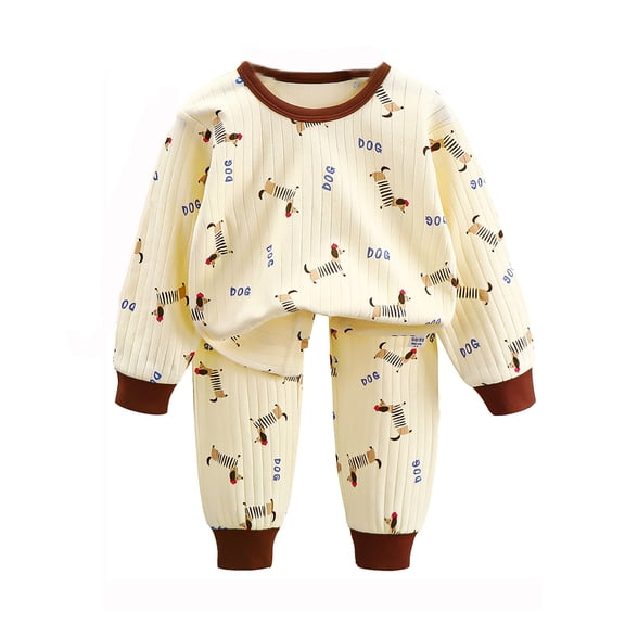 Hienoo Infant Boys Homewear Pajamas Cartoon Print Long Sleeve Tops Pants Sleepwear Pj's