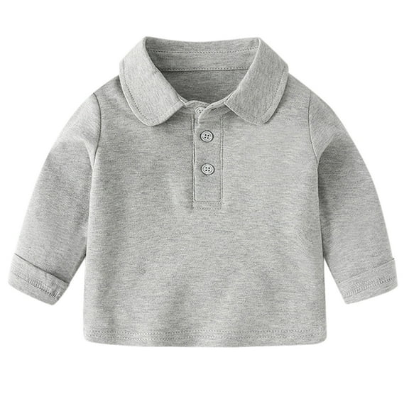Hienoo Boys Long Sleeve Polo Shirt Cotton Solid Casual Basic T-Shirt Undershirt
