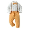 thumbnail image 1 of Hienoo Infant Boys Outfits Long Sleeve Shirt Top with Bowtie Pants Kids Party Dress Suit, 1 of 2