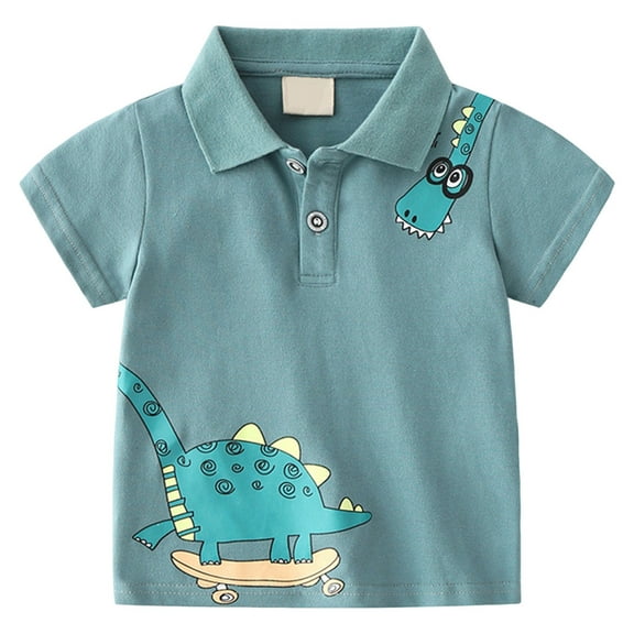 Hienoo Boys Short Sleeved Polo Shirt Summer Casual Cartoon Print T-Shirt for Kods