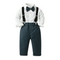 thumbnail image 1 of Hienoo Infant Boys Suit Long Sleeve Button-Down Shirt Pants Bow Tie 3-Piece Outfits, 1 of 5