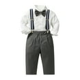 thumbnail image 1 of Hienoo Infant Boys Suit Long Sleeve Button-Down Shirt Pants Bow Tie Party Dress Outfits, 1 of 4