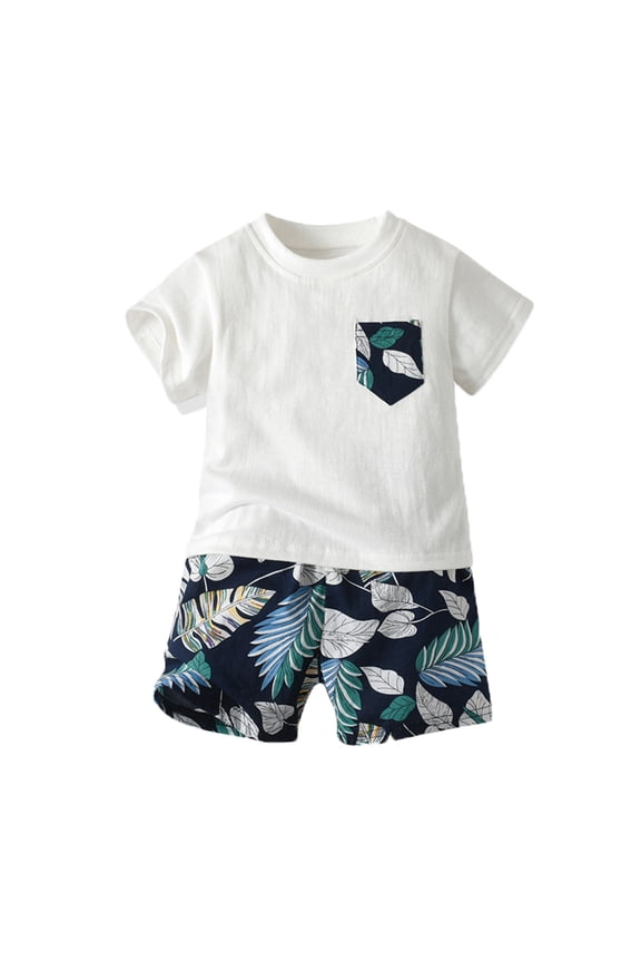 Infant Boys Summer Outfits Short Sleeve Beach Vacation T Shirt Shorts Set