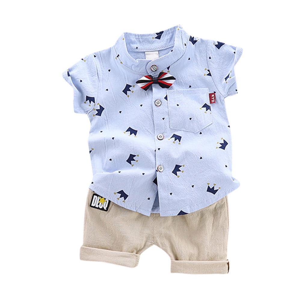 Children's Short-sleeved Shirt with Shorts Suit Boys Birthday Suit