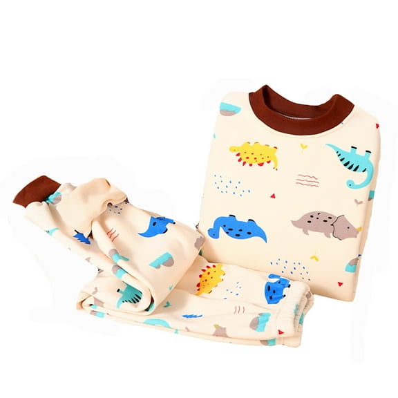 Hienoo Infant Boys Warm Pajamas Cartoon Long Sleeve Top and Pants Unisex Sleepwear Set