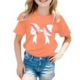 thumbnail image 1 of Hienoo Infant Girls Baseball Bow Prints T Shirt Short Sleeve Round Neck T-Shirt Graphic Tee, 1 of 3
