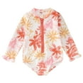 thumbnail image 1 of Hienoo Girls Floral Long Sleeve Zip-Up Rash Guard UPF50+ One-Piece Swimsuit Swimwear, 1 of 6
