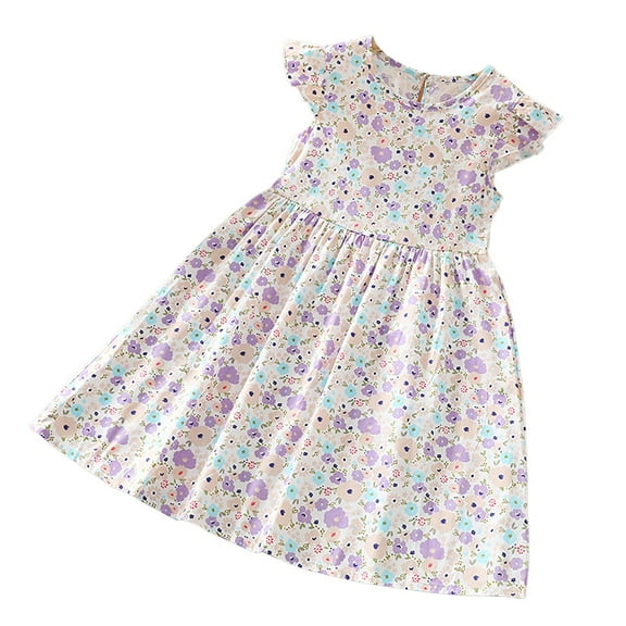 Hienoo Girls Floral Nightdress Summer Flutter Sleeve Nightgown, Sizes 18-24 Months