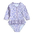 thumbnail image 1 of Hienoo Girls Floral One-Piece Swimsuit Long Sleeve Rash Guard Sun Protection Swimwear Bathing Suit, 1 of 3