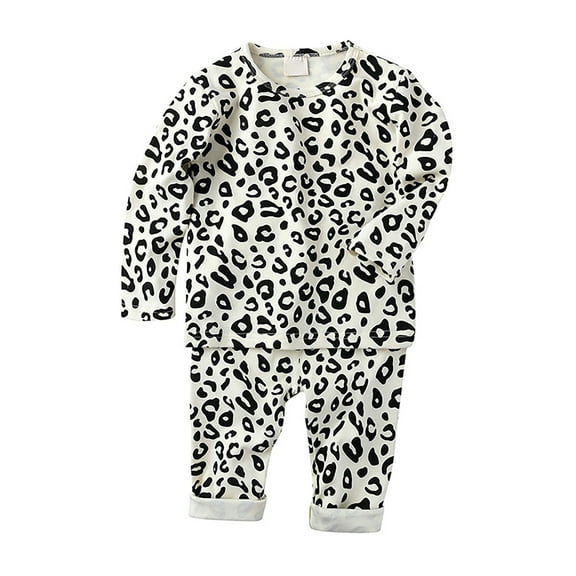 Hienoo Infant Girls Leopard Pajamas Cotton Long Sleeve Top and Pants Sleepwear Outfits