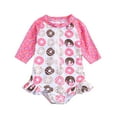 thumbnail image 1 of Hienoo Girls One-Piece Swimsuit Doughnut Prints Long Sleeve Rashguard Bathing Suit, 1 of 5