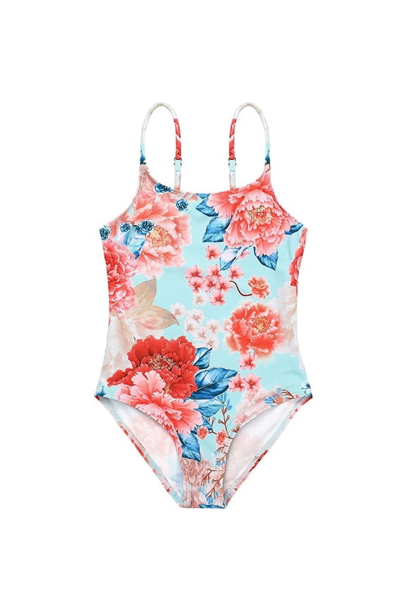 Girls One Piece Swimsuit Floral Quick Dry Bathing Suit Swimwear Beachwear