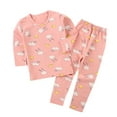 thumbnail image 1 of Hienoo Infant Girls Pajama Sets Cartoon Print Long Sleeve T Shirt Pants Sleepwear Outfits, 1 of 2