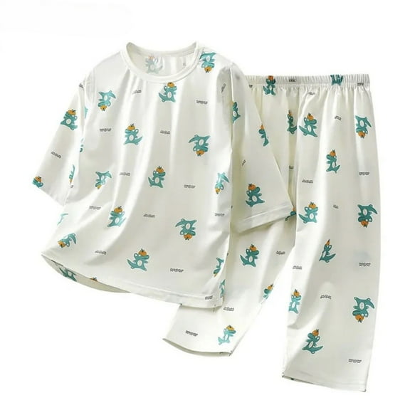 Hienoo Infant Girls Pajamas Cartoon Print 3/4 Sleeve T-Shirt Pants Sleepwear Homewear