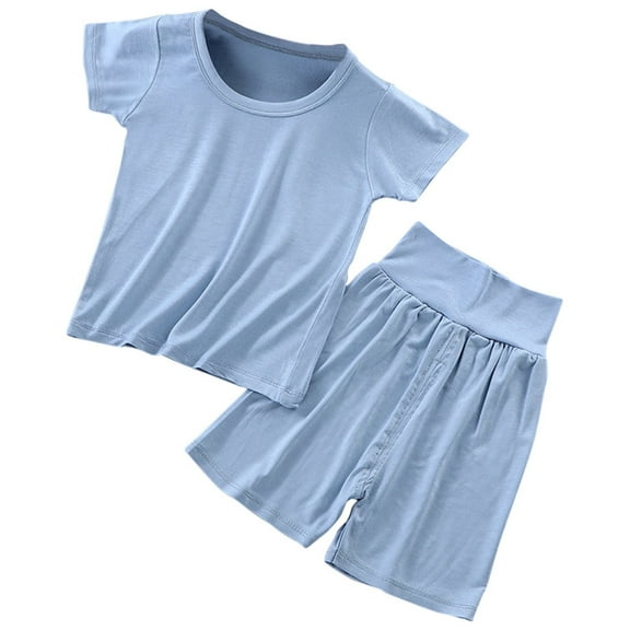 Hienoo Infant Girls Pajamas Short Sleeve Top and High Waist Shorts Sleepwear, Sizes 6M-7Y
