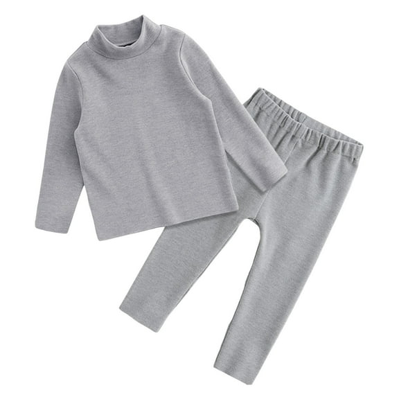 Hienoo Infant Girls Pajamas Unisex Warm Solid Long Sleeve Top and Pants Sleepwear Set