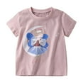 thumbnail image 1 of Hienoo Infant Girls Short Sleeve T-Shirt Cartoon Embroidery Graphic Tee, Sizes 18M-8Y, 1 of 6